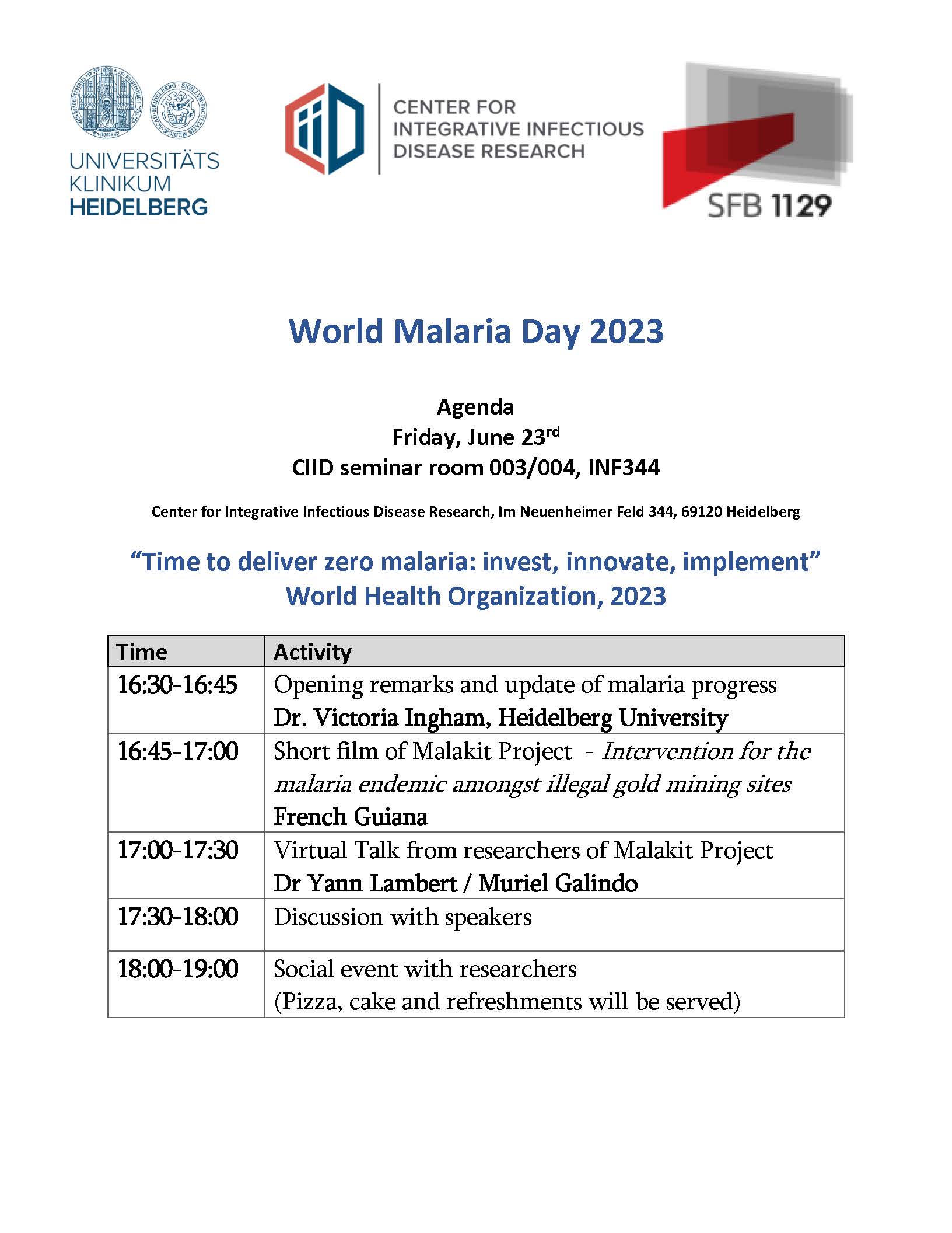 Agenda CIID World Malaria Day_June 23rd 2023